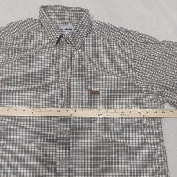 Carhartt Men's Short Sleeve Plaid Button Down Shirt Size L Large  Reg S91-MOS - Picture 7 of 9
